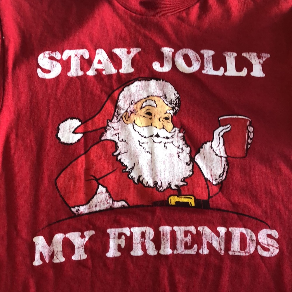 Holiday Christmas shirt funny  size Small  Santa Claus with red solo cup